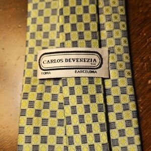 🍀Carlos Devenezia 100% Italian Silk Patterned Tie Green/blue Checks